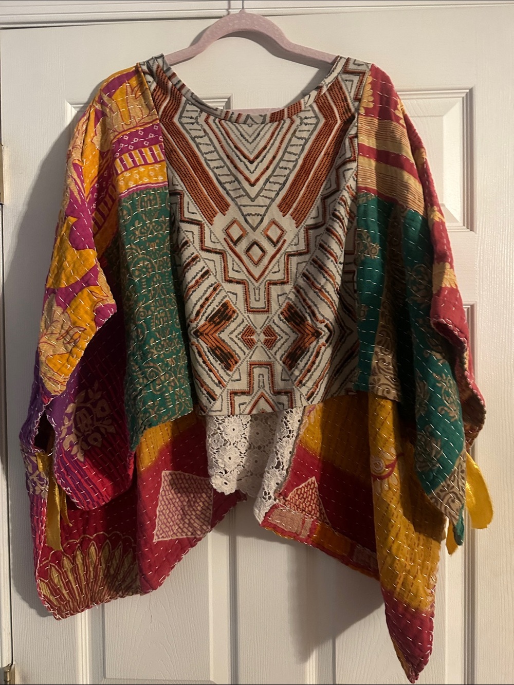 Boho Patchwork Tunic Top in Multicolor